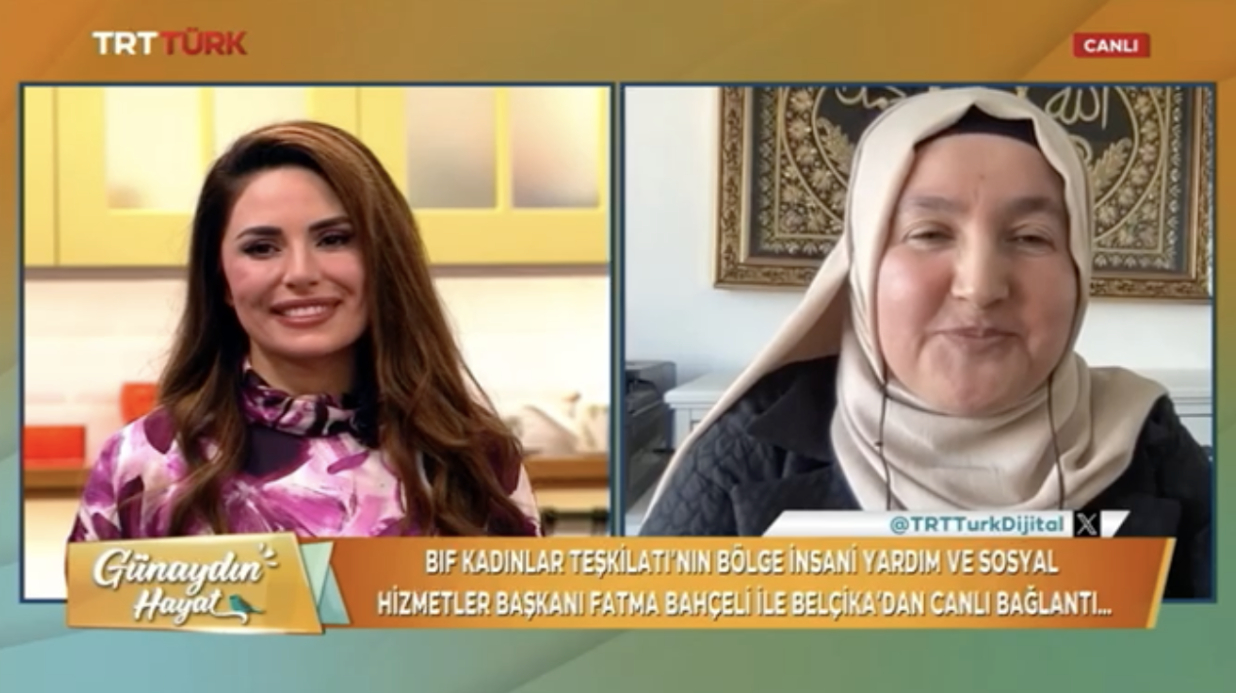 BİF KT İYSH Başkanımız Fatma Bahçeli,  TRT Türk'te Yayınlanan 'Günaydın Hayat' Programına Bağlandı.